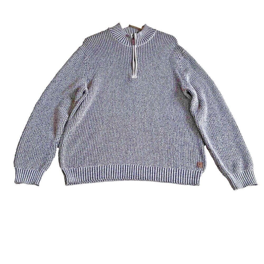 G.H bass grey sweater chunky knit men heavy  1/4 zipper mock neck size XL